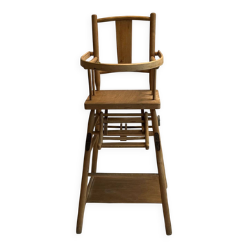 Chaise haute bébé en bois