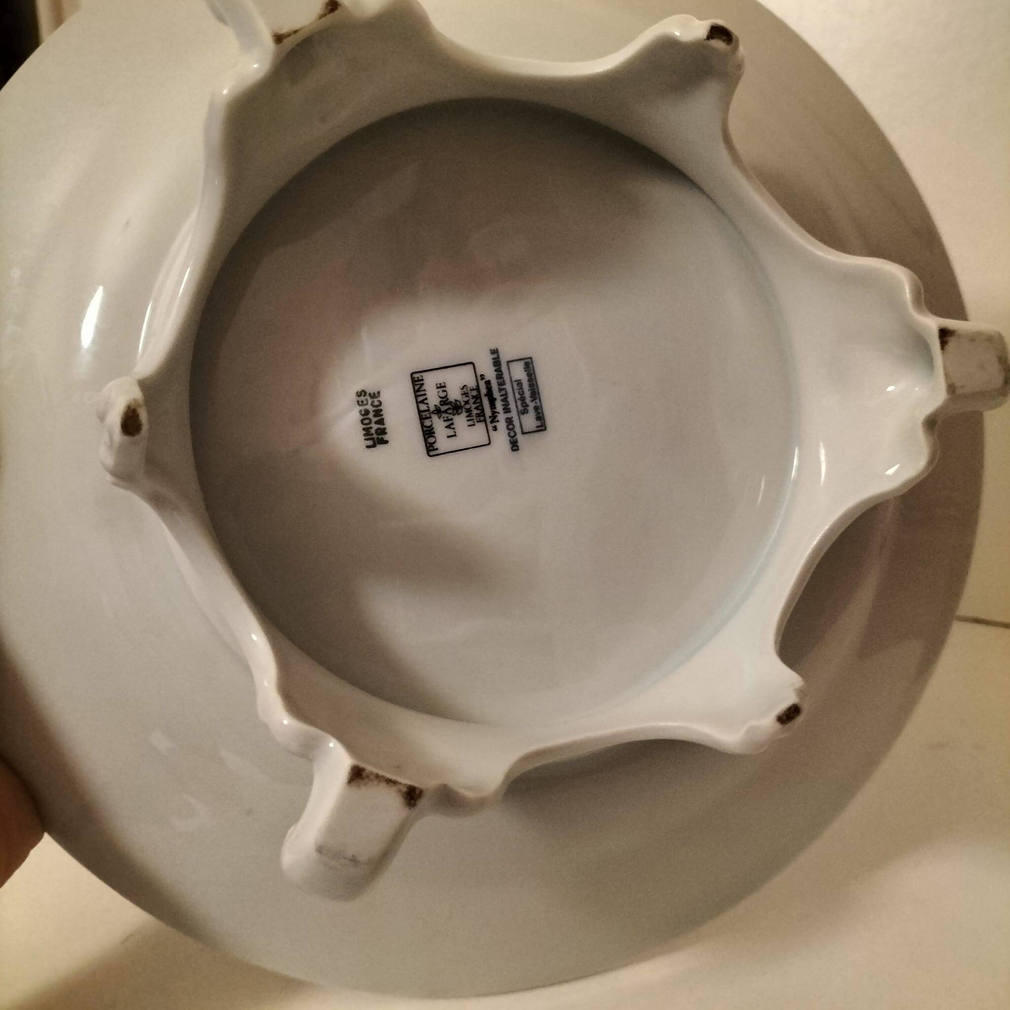 Limoges Lafarge porcelain compote bowl. Water lilies.