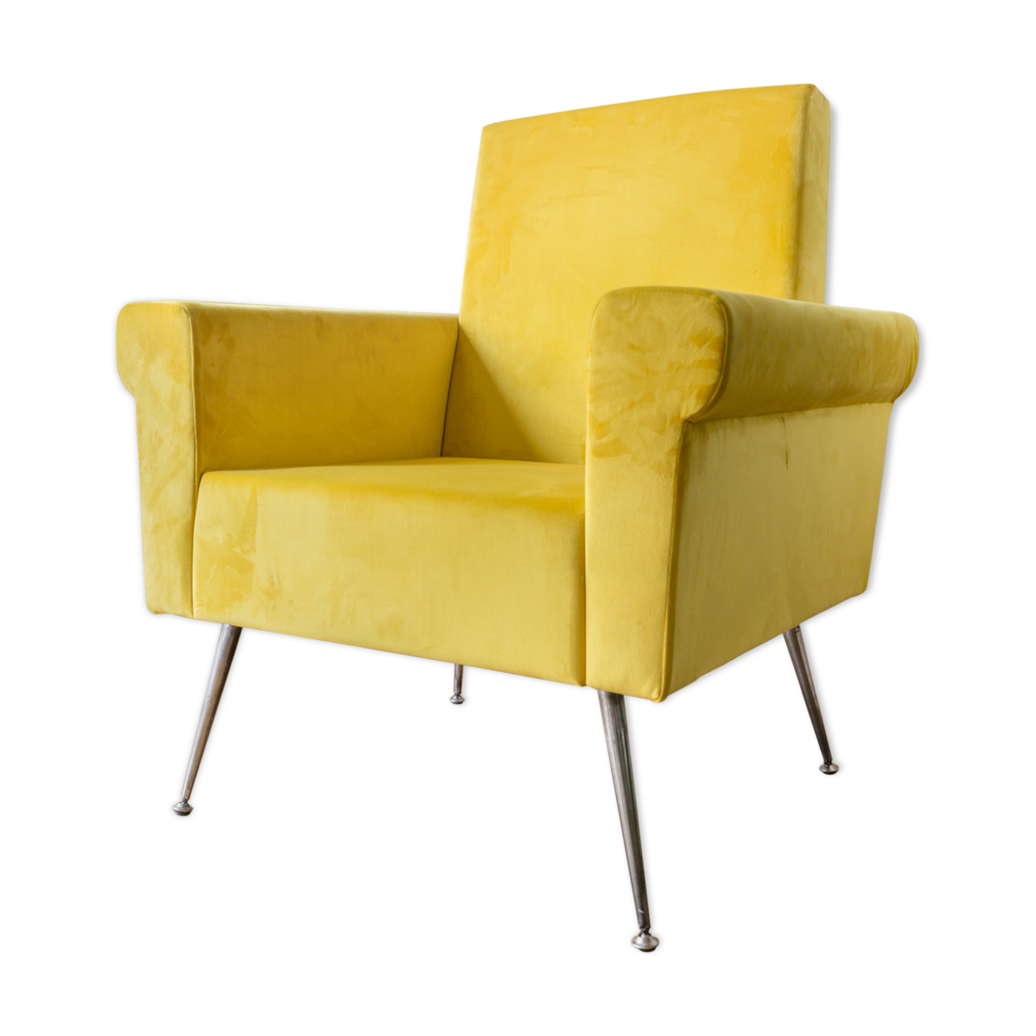 Italian Chair 1950 in Velvet yellow