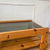 Vintage pine and glass coffee table