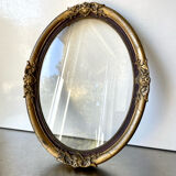 Antique Wooden gilded colored Oval  Picture Frame with glass