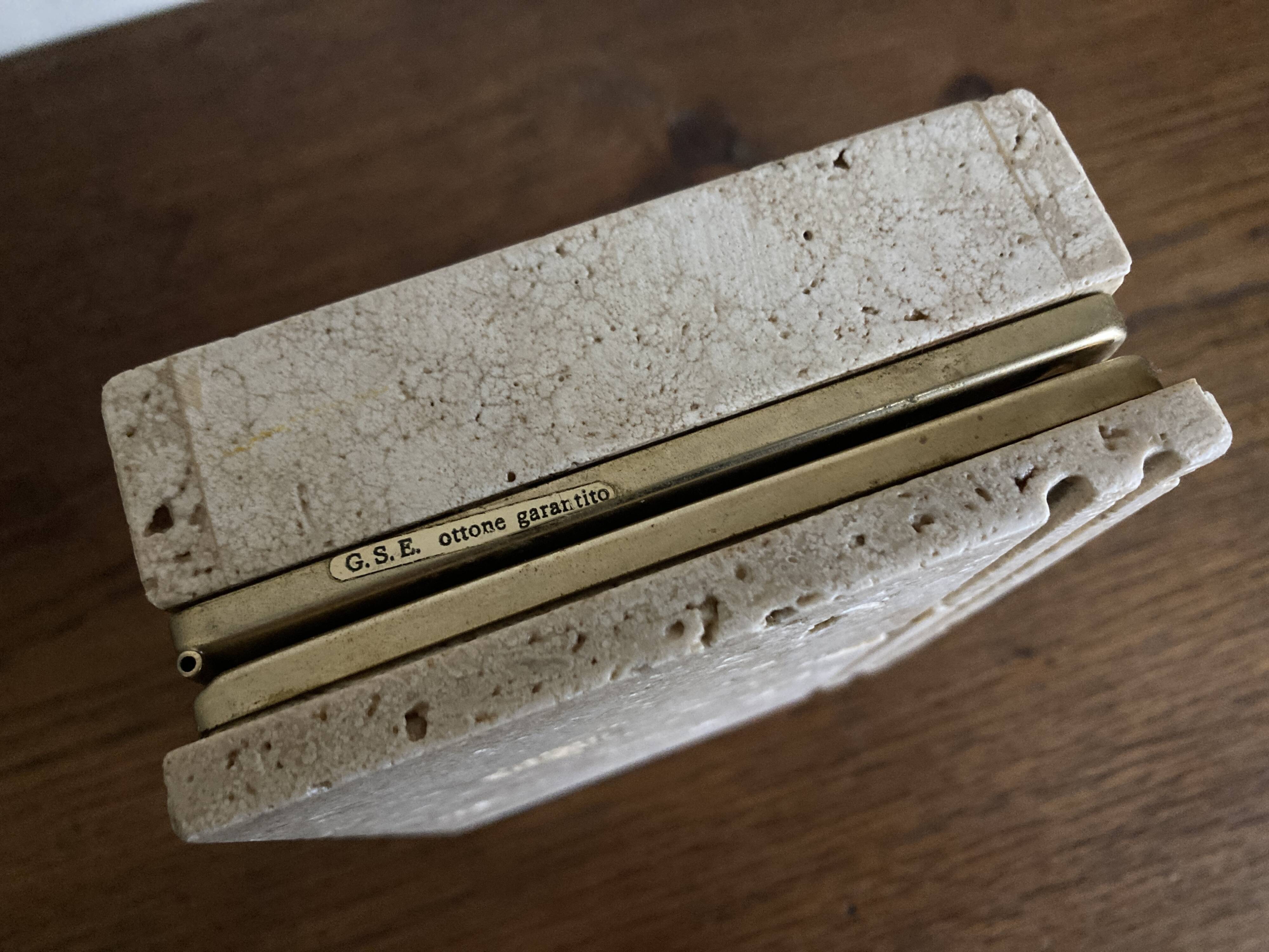 Travertine trinket box, Cerri Nestore, Italian work, 1970