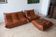 Togo set of 2-seater sofa, armchair and pouf in whiskey brown leather