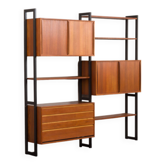 Scandinavian freestanding teak shelving unit by Ollie Borg for Asko Finland, Denmark, 1960s