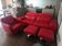 XXL Set Red Leather House - sofa, armchair and 2 poufs