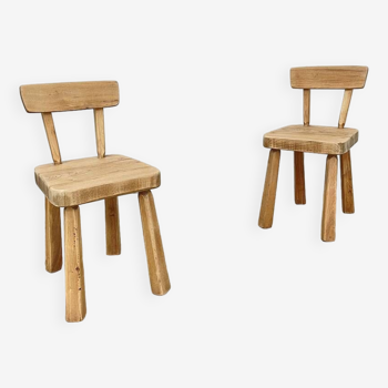 Pair of André Small solid elm chairs