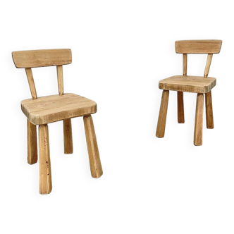 Pair of André Small solid elm chairs