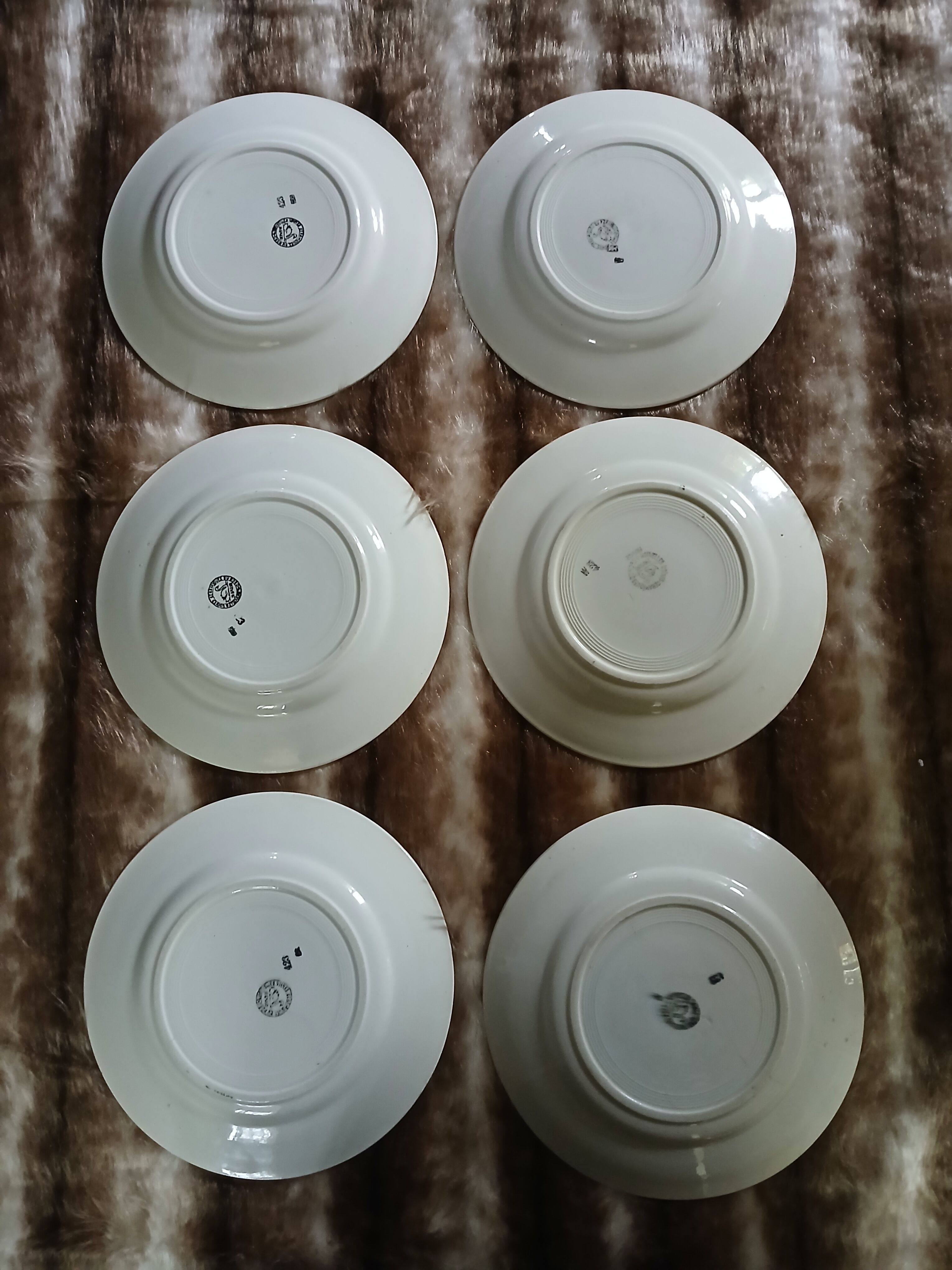 6 antique flat plates in ironstone