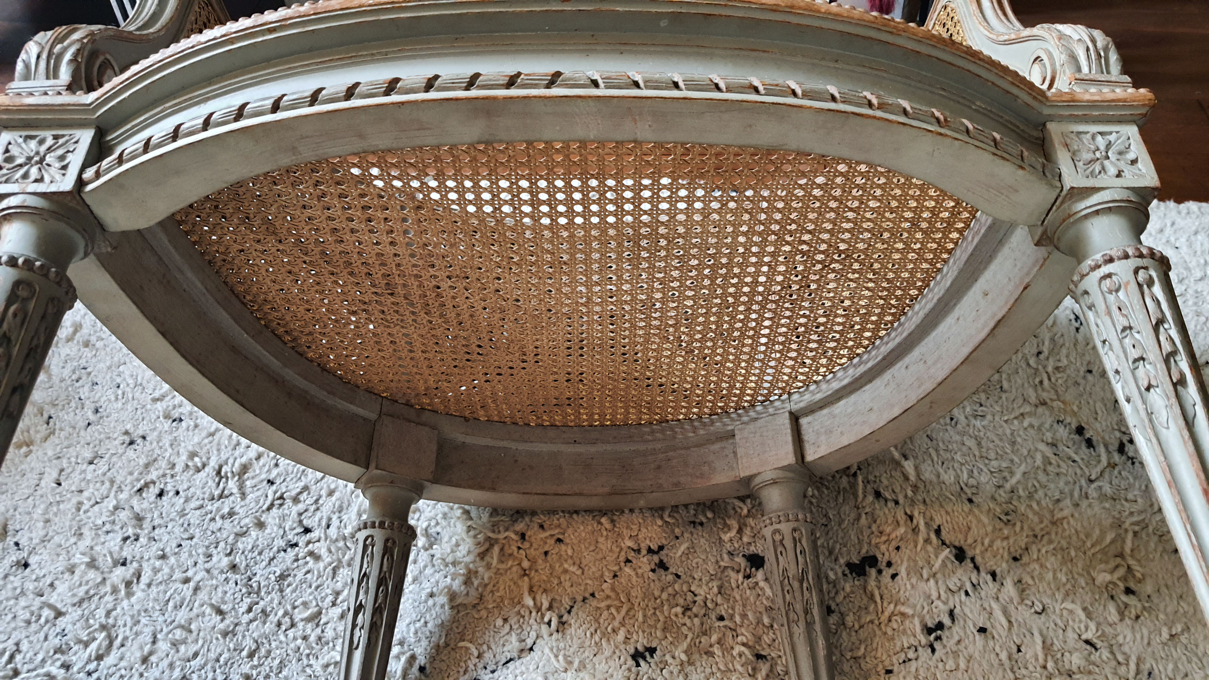 Bergere Louis XVI in wood and double canning
