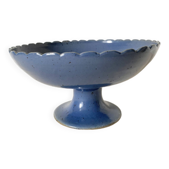 Blue stoneware fruit bowl signed