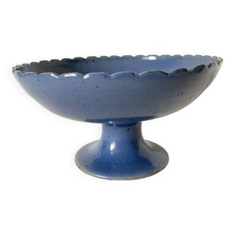 Signed blue stoneware fruit bowl