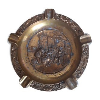 Golden metal ashtray