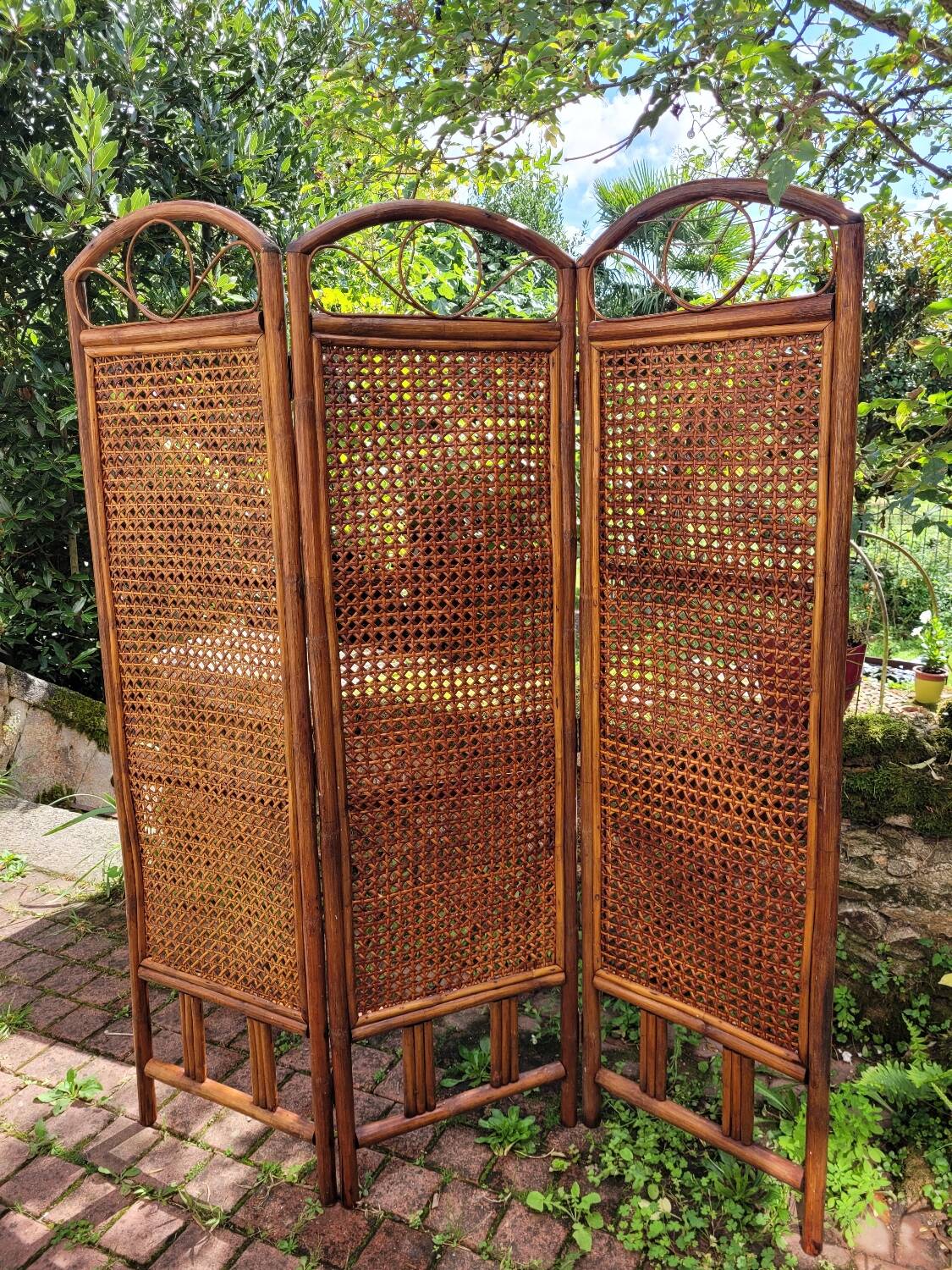 Wood and cane screen