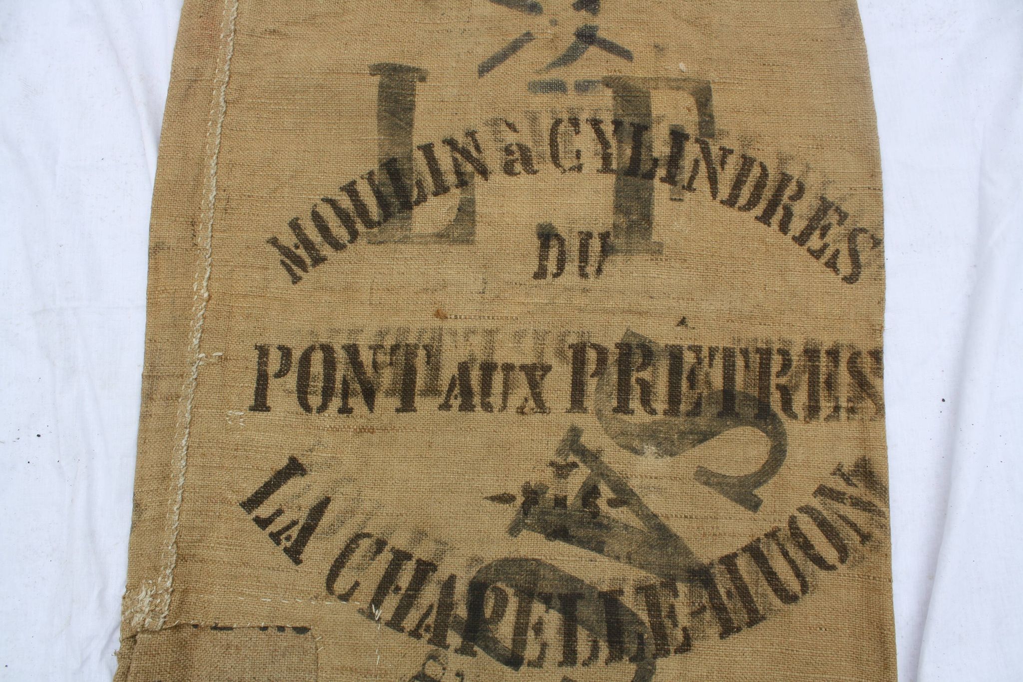 Canvas bag of former jute mill of the bridge to the 1902 priests