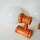 Pair of globe wall lights in pine and opaline 1960