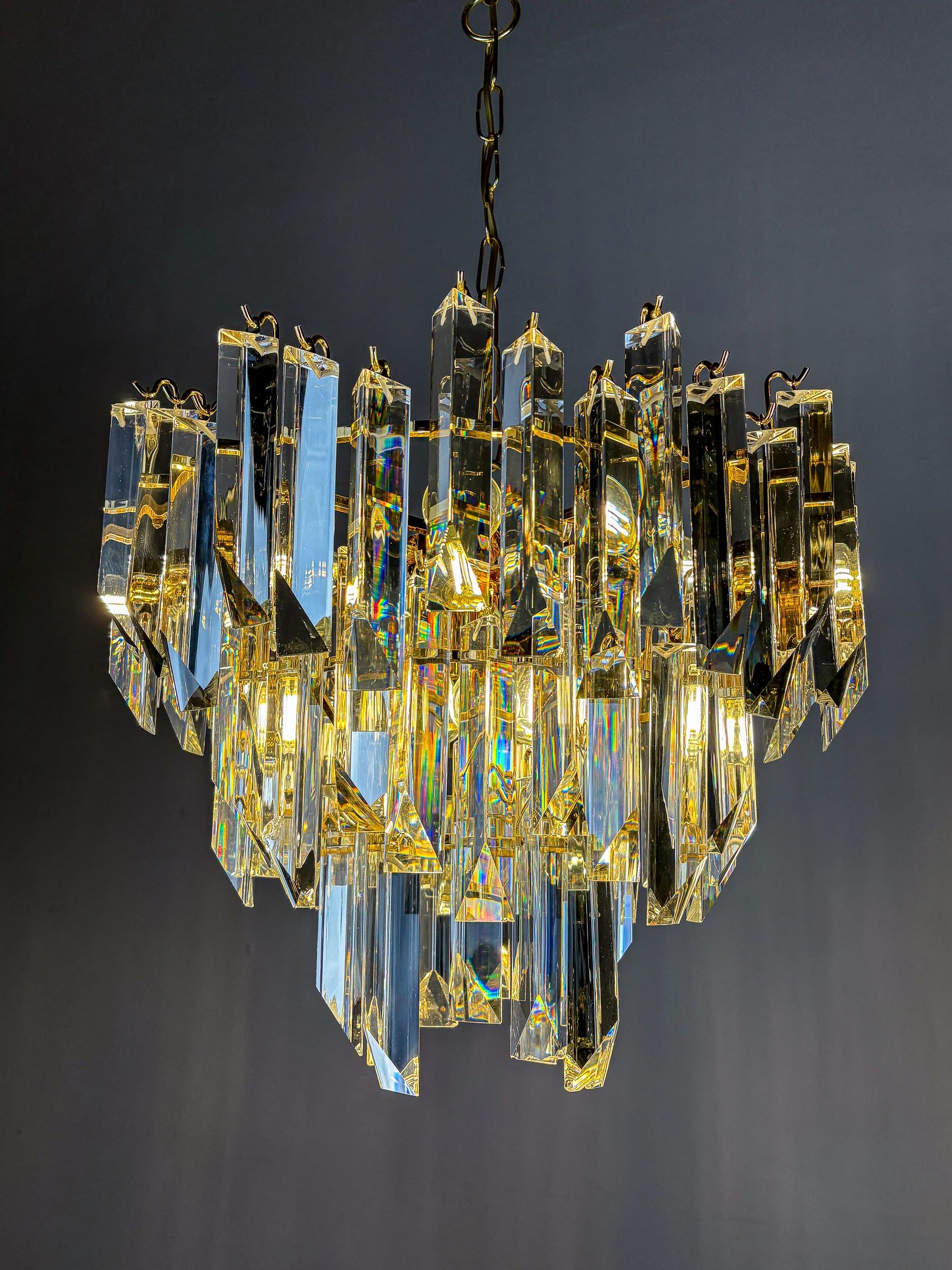 Four-tier cascade chandelier by Venini, Murano glass, Italy 1970s