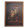 Tableau ancien Bouquet de fleurs huile sur toile nature morte 19ème siècle