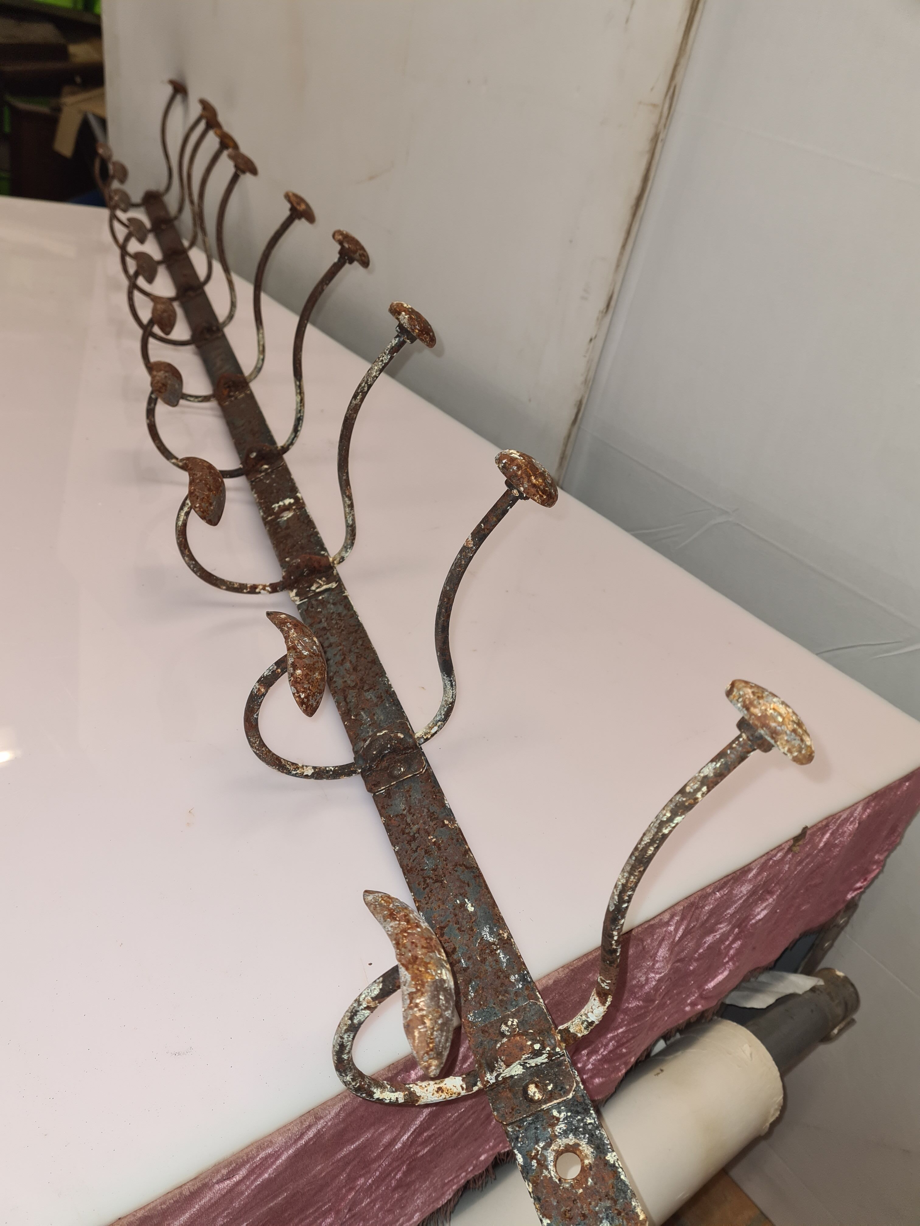 Iron school coat rack