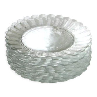 Lot 11 dessert plates Duralex transparent advertising huile lesieur