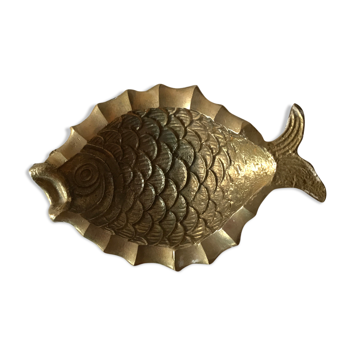 Vintage brass fish trinket bowl