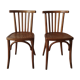 Pair of luterma curved wood bistro chairs