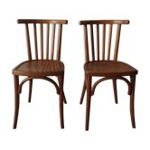 Pair of luterma curved wood bistro chairs