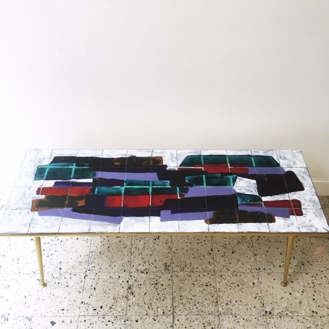 coffee table with ceramic tiles, 60s
