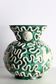 Manufacture Sainte-Radegonde, bulbous vase with masks in glazed ceramic