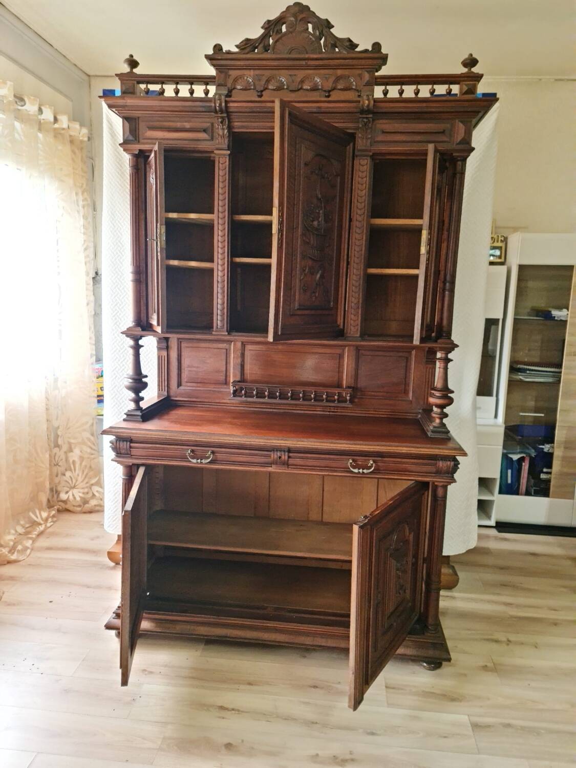 Commode Louis XV bois massif avec plateau en marbre