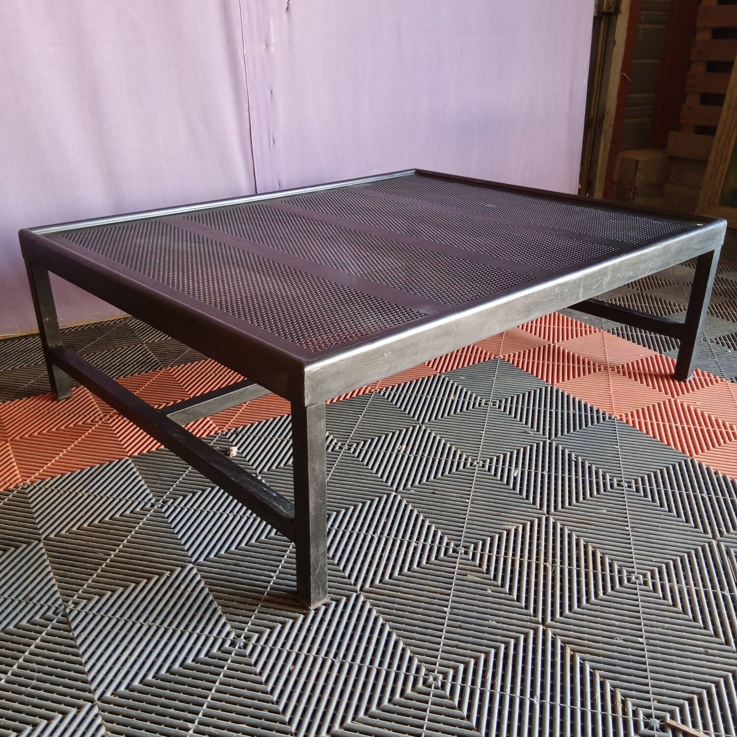 Large industrial metal coffee table