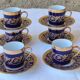 6 litron cups and saucers - oven blue and gold - Limoges porcelain