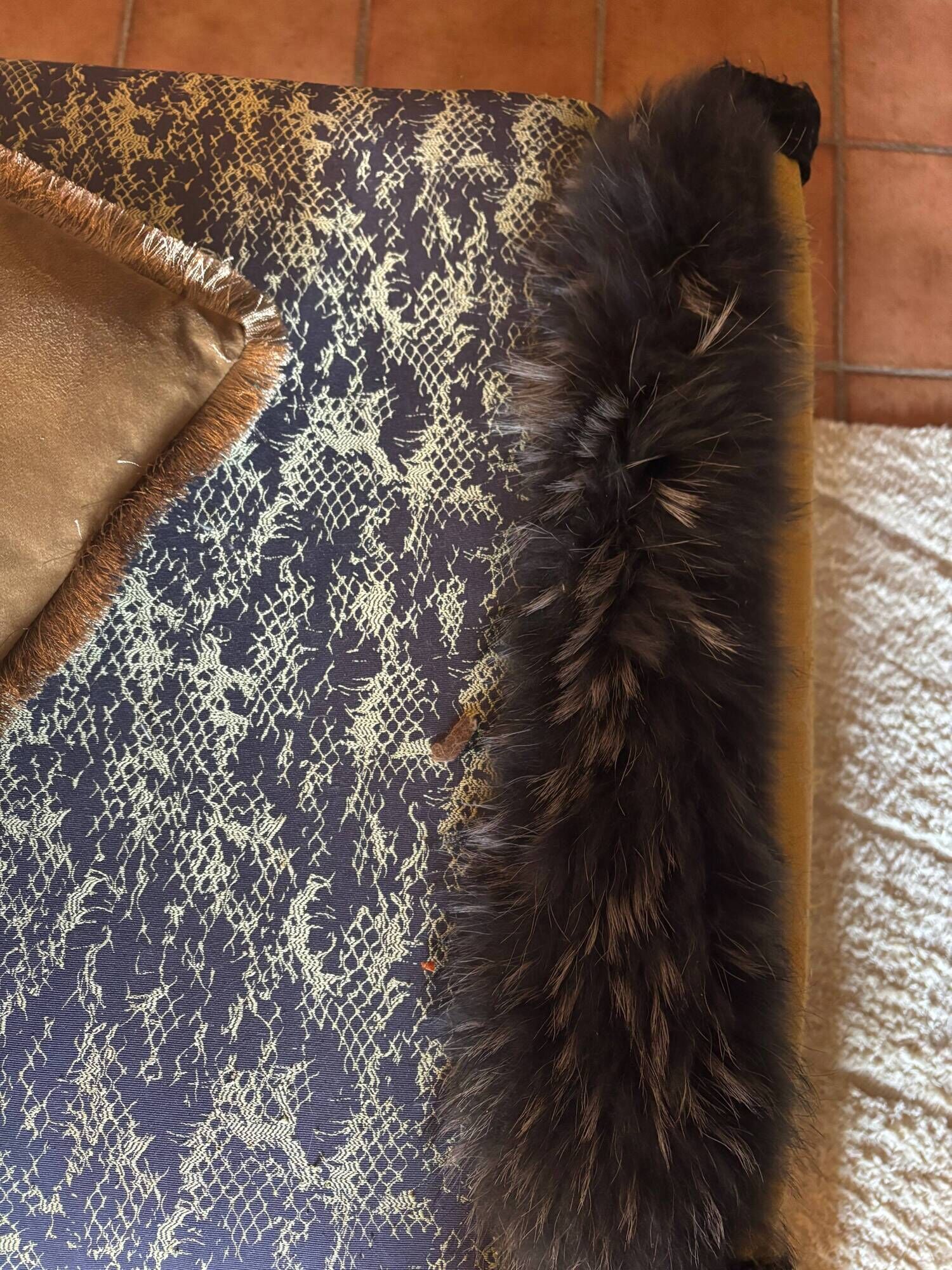 Restored Napoléon III Méridienne – Jean Paul Gaultier fabric for Lelièvre