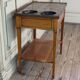 Louis XVI refreshment table in mahogany, brass and marble, 18th century.