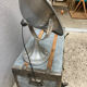 Old zinc trunk with legs, industrial console