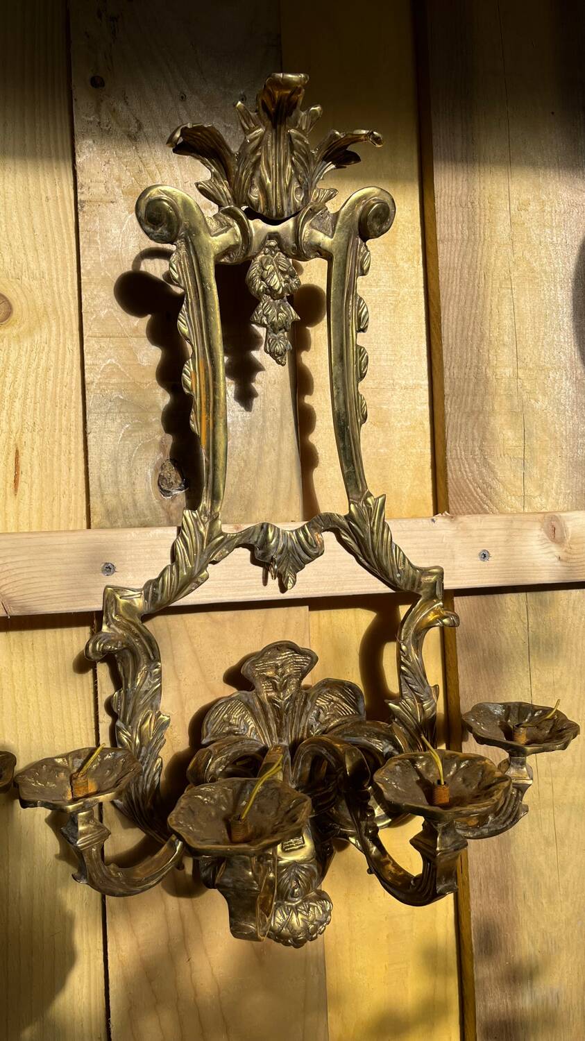 Pair of LXV style gilt bronze wall lights