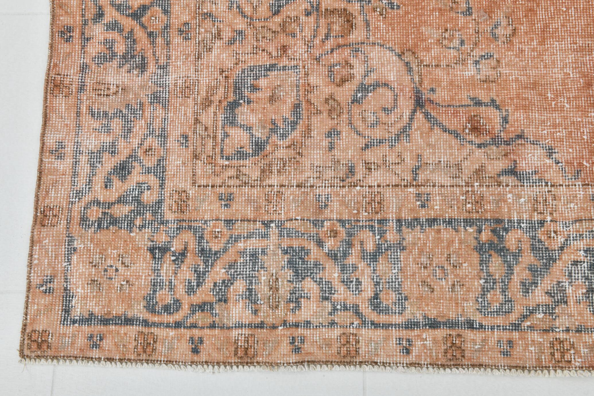5'0 x 8'7 Ft Terracotta & Faded Blue Floral Vintage Persian Rug, 153x261 Cm