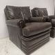 Pair of vintage brown leather armchairs from the 1970s.