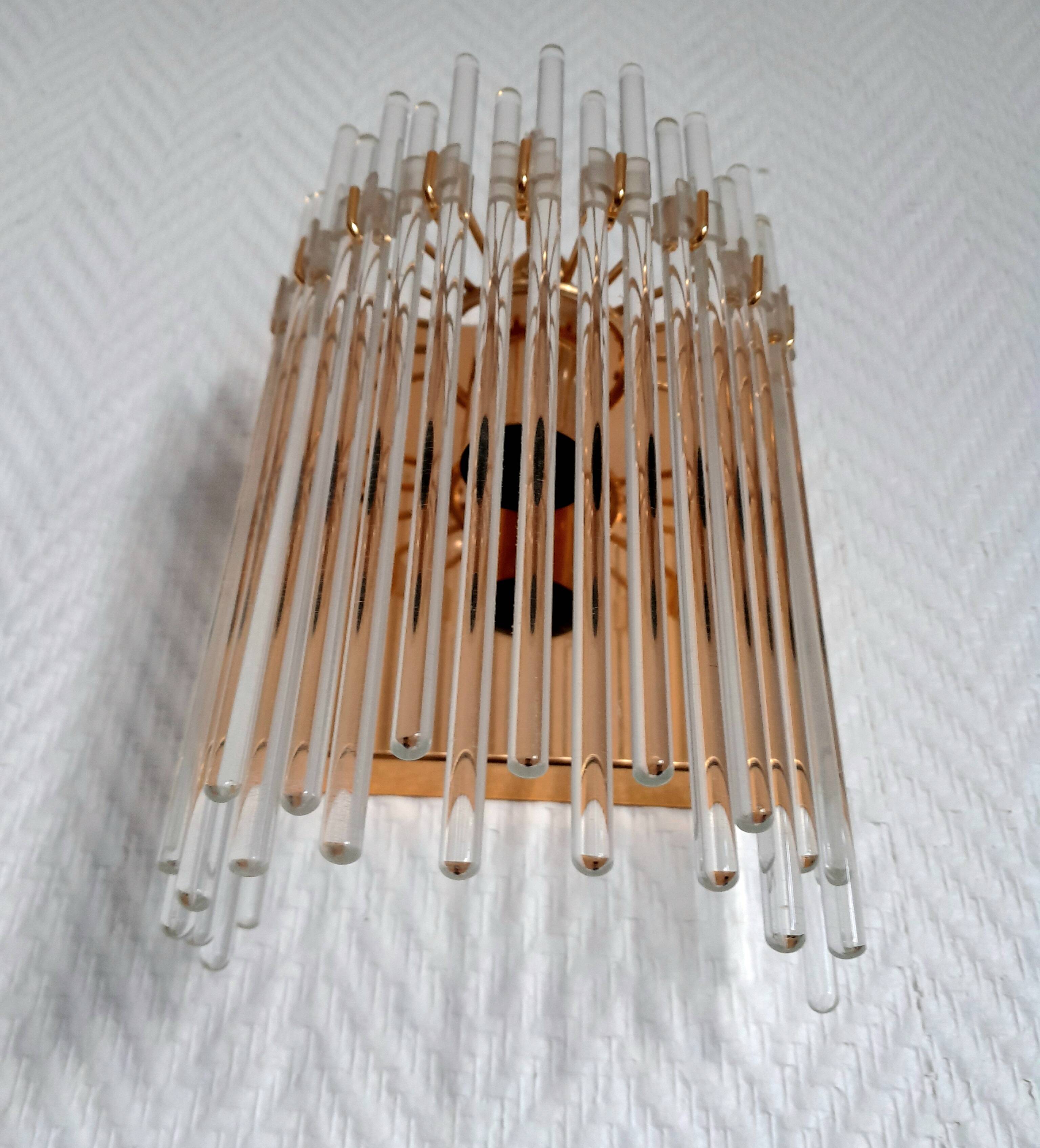 Pair of brass wall lights with waterfall tassels, Italy 1970