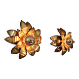 Pair of floral wall sconces in brass, Maison Jansen, 1970
