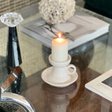 Glazed stoneware candle holder