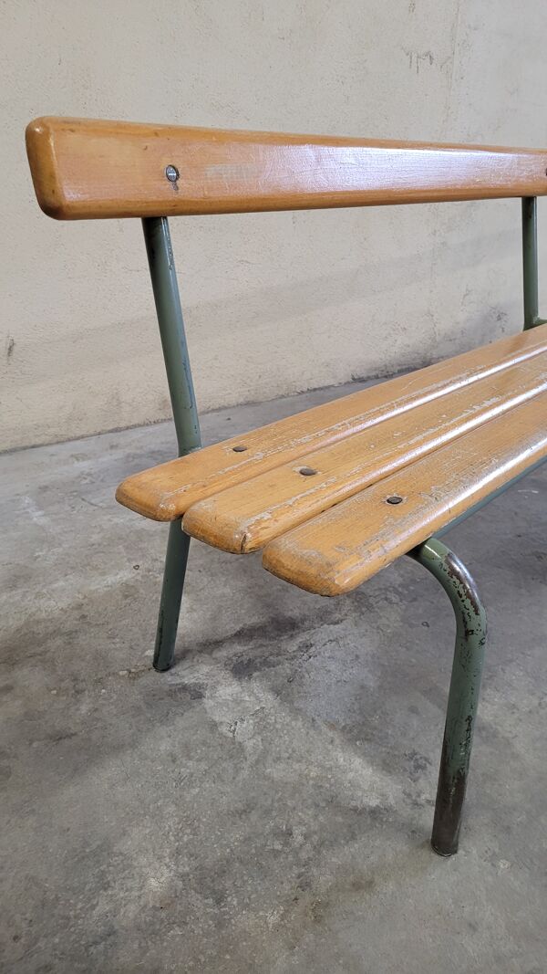 Paire de bancs d'école maternelle enfant fabrication 1950