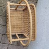 60s rattan magazine rack
