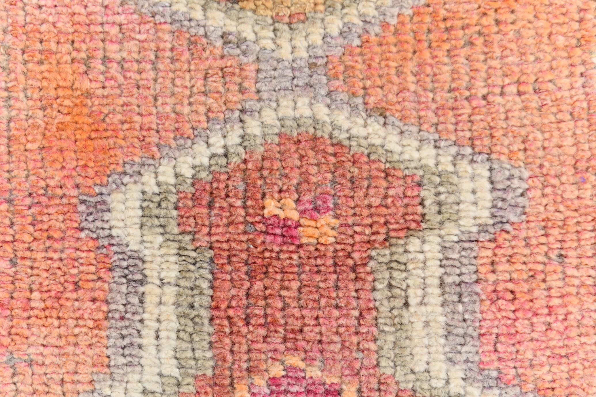 4x10 Runner Salmon Pink Vintage Runner, Turkish Wool Runner, 103x307Cm