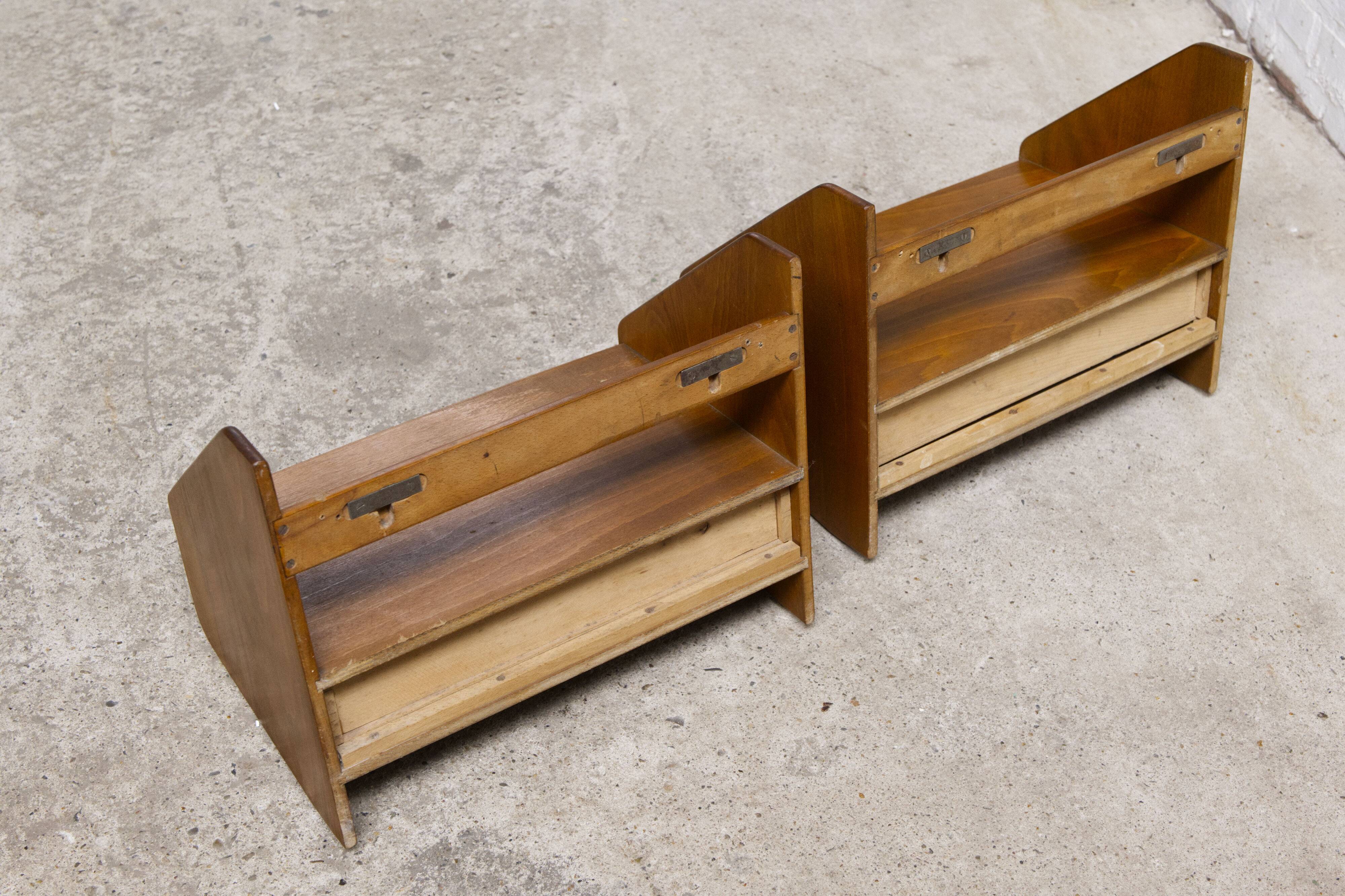 2x wall mounted mid century night stands