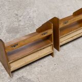 2x wall mounted mid century night stands