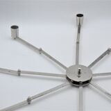 Design candle holder in silver metal, with 8 candles, modular spider