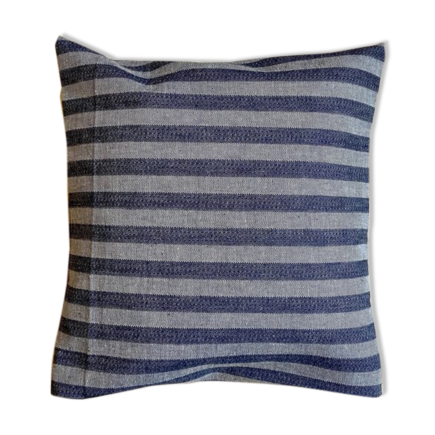 Striped denim cushion 40 cm