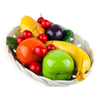 Vintage Italian ceramic fruit basket from the mid-20th century, 1980s.