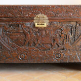 Carved wooden chest