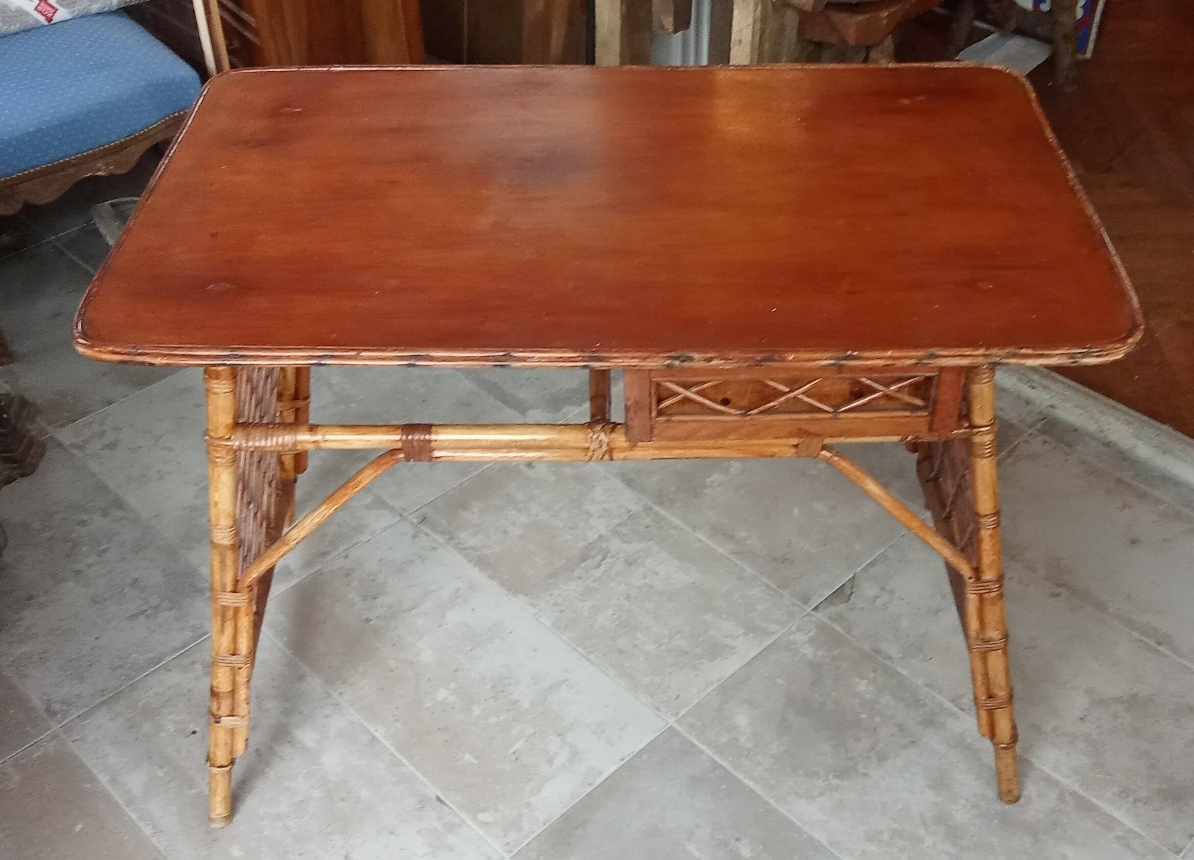 Vintage rattan desk and chair